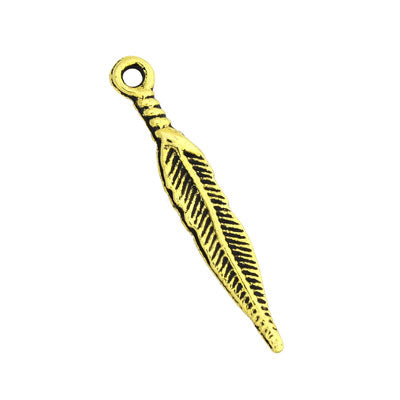 FEATHER CHARM 28 MM GOLD - 38 PCS