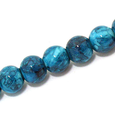 10 MM ROUND GLASS BEADS DARK AQUA - 82 PCS