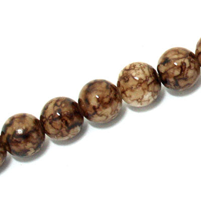 10 MM ROUND GLASS BEADS BROWN - 82 PCS