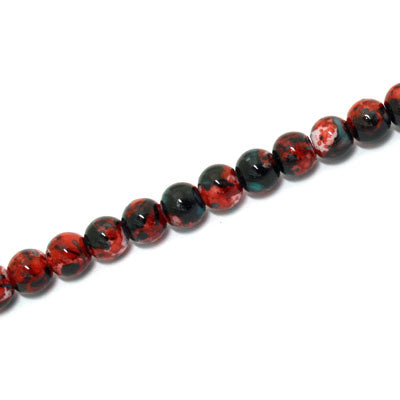 4 MM ROUND GLASS BEADS RED / TEAL - 210 PCS