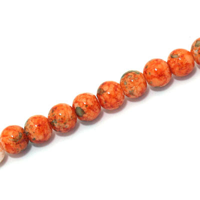 6 MM ROUND GLASS BEADS ORANGE - 150 PCS