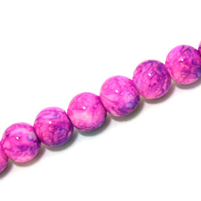 8 MM ROUND GLASS BEADS PINK / PURPLE -105 PCS