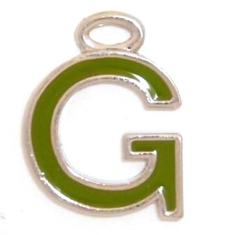 16mm G green enamel charm