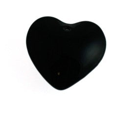 32mm jet glass heart 1pc