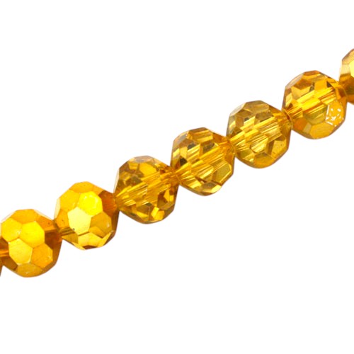 10 MM FACETED ROUND BEADS APPROX 34/PCS - CRYSTAL METALLIC GOLD