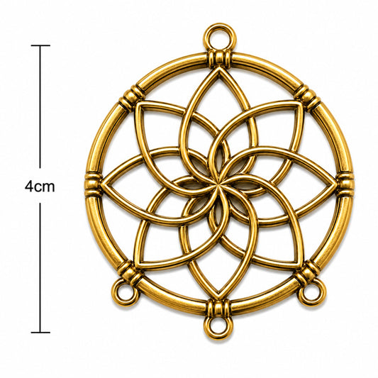 Lotus Gold Hanger Pendant 40mm - 1pc