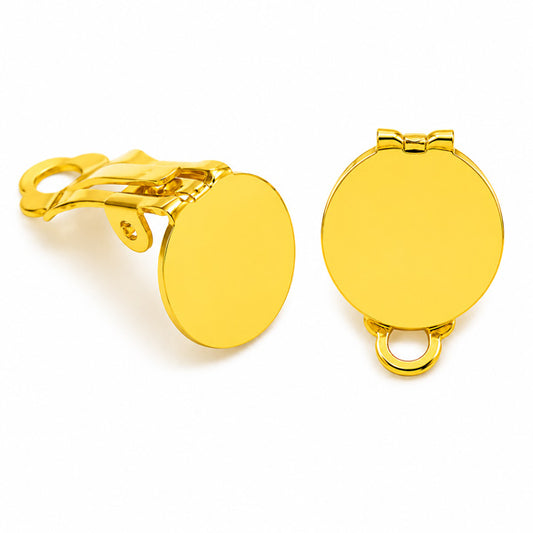 10mm gold clip on earrings (glue on) 20 pairs