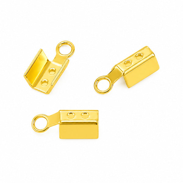 2x10mm Gold Leather End Crimps – 30pcs