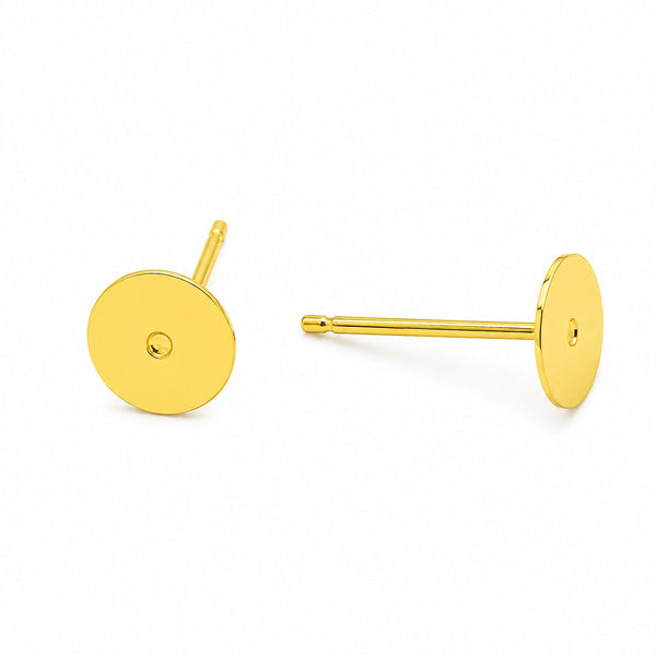 6mm gold glue on earrings 50 pairs