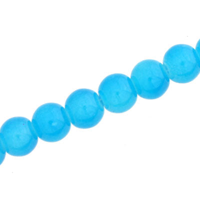 8 MM ROUND GLASS BEADS AQUA - 105 PCS