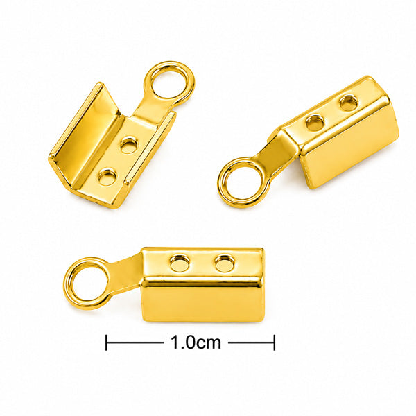 2x10mm Gold Leather End Crimps – 30pcs
