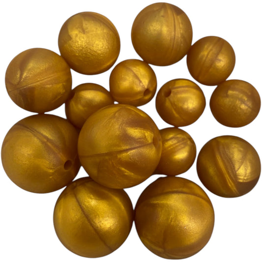 SILICONE BEADS - GOLD SWIRLS