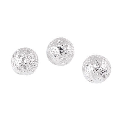 10 MM SILVER FILIGREE BEADS - 20 PCS