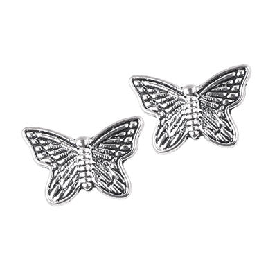 14 MM SILVER BUTTERFLY BEADS - 25 PCS