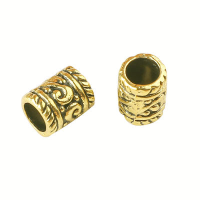 9 X 7 MM (5 MM HOLE) GOLD BEADS - 20 PCS
