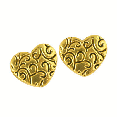 15 MM GOLD HEART BEADS - 5 PCS