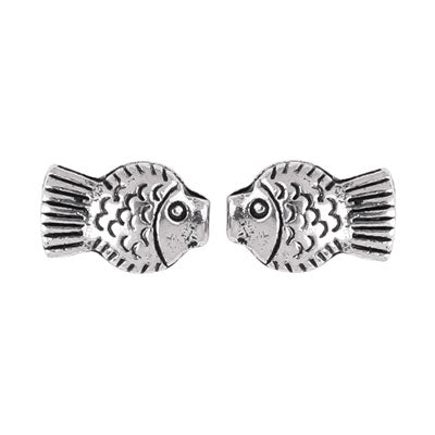14 MM SILVER FISH BEADS - 12 PCS