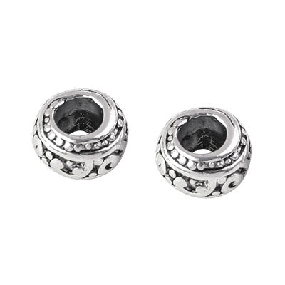 10 X 7 MM (5 MM HOLE) SILVER BEADS - 8 PCS