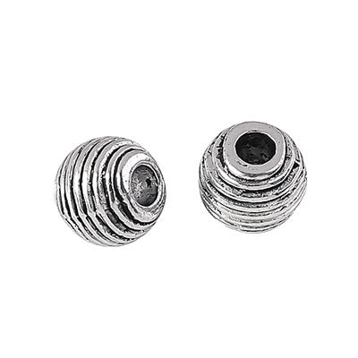 9 MM (3.5 MM HOLE) SILVER BEADS - 10 PCS