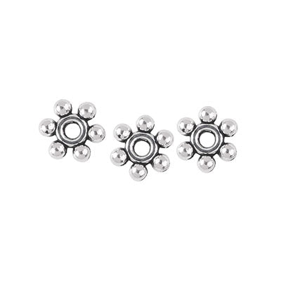 8 MM SILVER DAISY SPACERS - APPROX 80 PCS