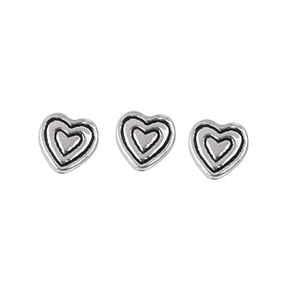 8 MM SILVER HEART BEADS - 15 PCS
