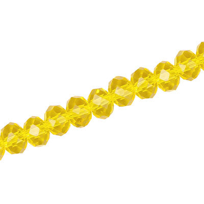 8 X 6 MM CRYSTAL RONDELLE BEADS YELLOW - APPROX 72 / PCS
