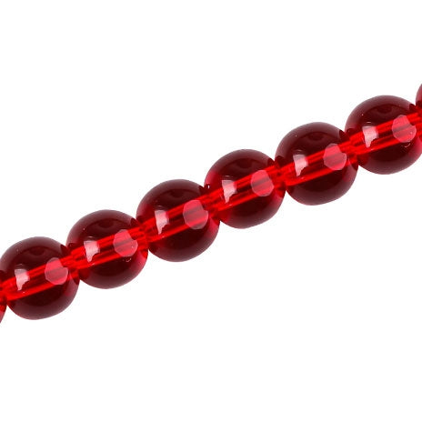 8 MM ROUND GLASS BEADS DARK RED - 42 PCS