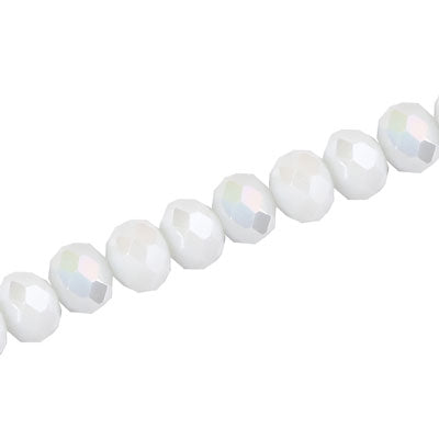 10 X 8 MM CRYSTAL RONDELLE  BEADS WHITE AB - APPROX 72 / PCS