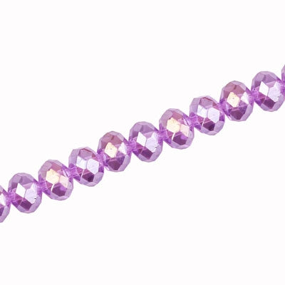 8 X 6 MM CRYSTAL RONDELLE BEADS PURPLE AB - APPROX 72 / PCS