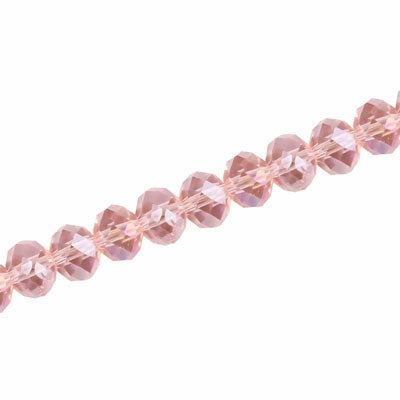 8 X 6 MM CRYSTAL RONDELLE BEADS PINK AB - APPROX 72 / PCS