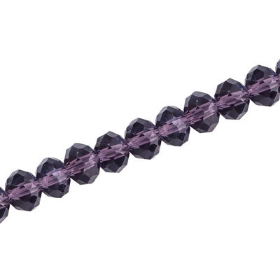 8 X 6 MM CRYSTAL RONDELLE BEADS AMETHYST - APPROX 72 / PCS