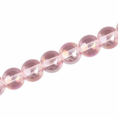 8 MM ROUND GLASS BEADS CHAMPAGNE PINK AB - 42 PCS