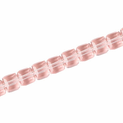 6 MM CRYSTAL CUBE BEADS PINK - 100 PCS