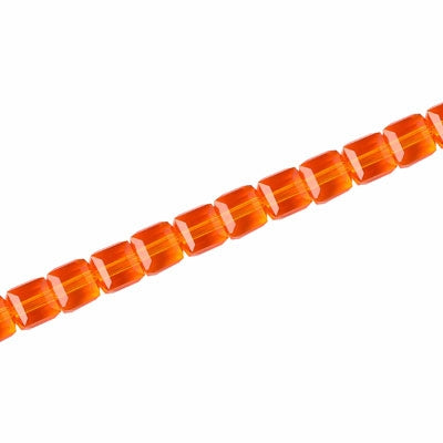 4 MM CRYSTAL CUBE BEADS ORANGE - 100 PCS