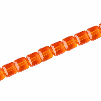 6 MM CRYSTAL CUBE BEADS ORANGE - 100 PCS