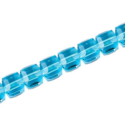 8 MM CRYSTAL CUBE BEADS AQUA - 100 PCS