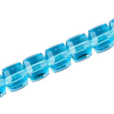 10 MM CRYSTAL CUBE BEADS AQUA - 80 PCS