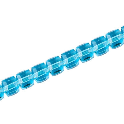 6 MM CRYSTAL CUBE BEADS AQUA - 100 PCS