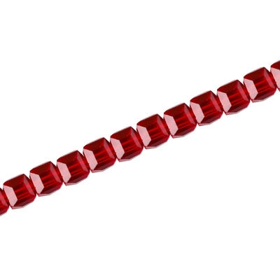 4 MM CRYSTAL CUBE BEADS RED - 100 PCS
