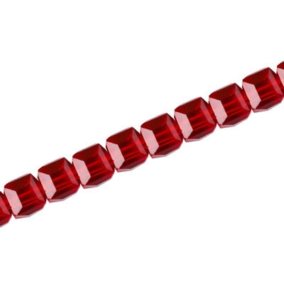 6 MM CRYSTAL CUBE BEADS RED - 100 PCS
