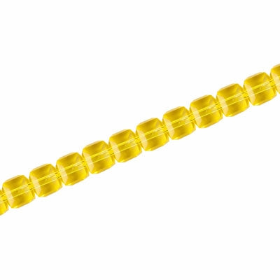 4 MM CRYSTAL CUBE BEADS YELLOW - 100 PCS