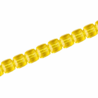 6 MM CRYSTAL CUBE BEADS YELLOW - 100 PCS