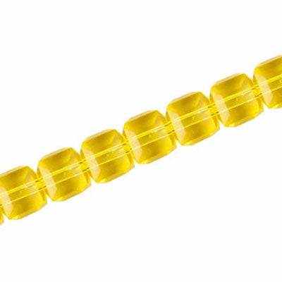 8 MM CRYSTAL CUBE BEADS YELLOW - 100 PCS