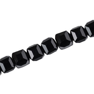 8 MM CRYSTAL CUBE BEADS BLACK - 100 PCS