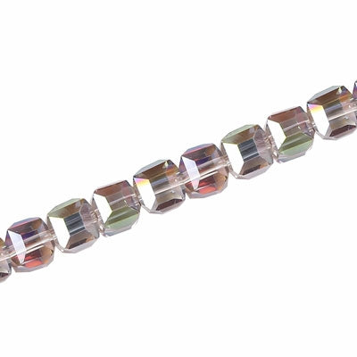 6 MM CRYSTAL CUBE BEADS RAINBOW - 100 PCS