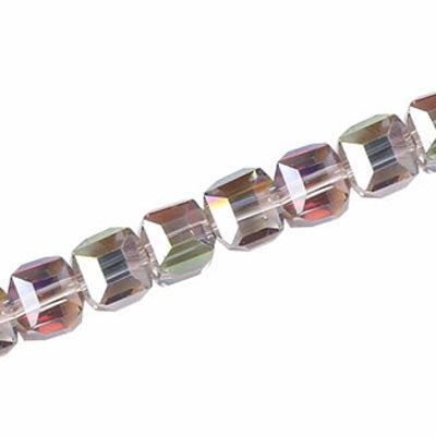 8 MM CRYSTAL CUBE BEADS RAINBOW - 100 PCS