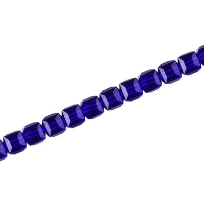 4 MM CRYSTAL CUBE BEADS ROYAL BLUE - 100 PCS