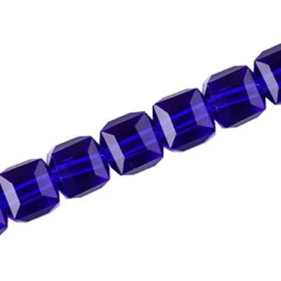 10 MM CRYSTAL CUBE BEADS ROYAL BLUE - 80 PCS