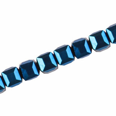 8 MM CRYSTAL CUBE BEADS METALLIC BLUE - 100 PCS