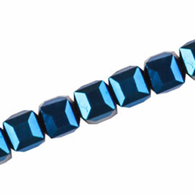 10 MM CRYSTAL CUBE BEADS METALLIC BLUE - 80 PCS